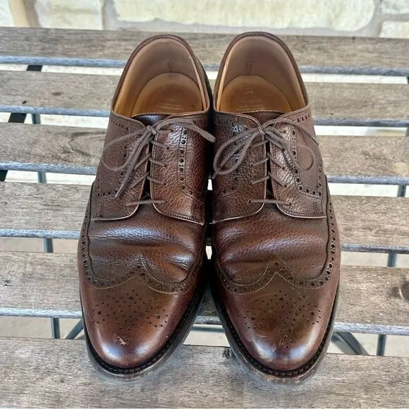 PEAL &amp; CO x CROCKETT &amp; JONES 11D BROWN SHELL CORDOVAN SHOES MARLOW WINGTIP