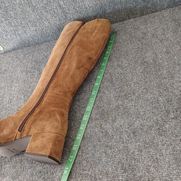 Pedro Anton Women Suede High Boots Shoe Size 38 Square Toe  Zip Block Heel