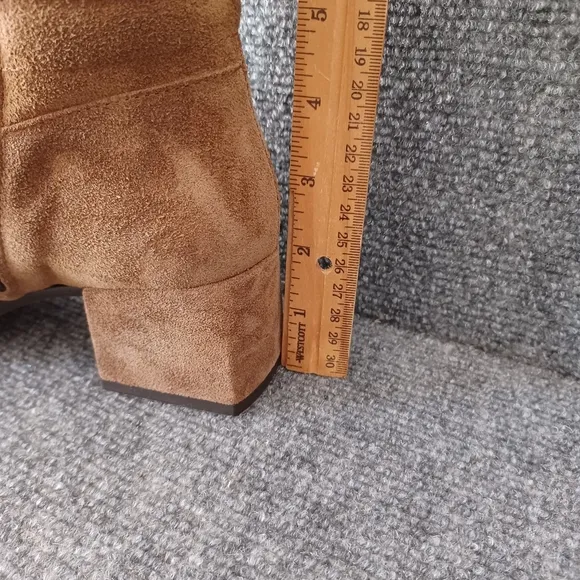 Pedro Anton Women Suede High Boots Shoe Size 38 Square Toe  Zip Block Heel