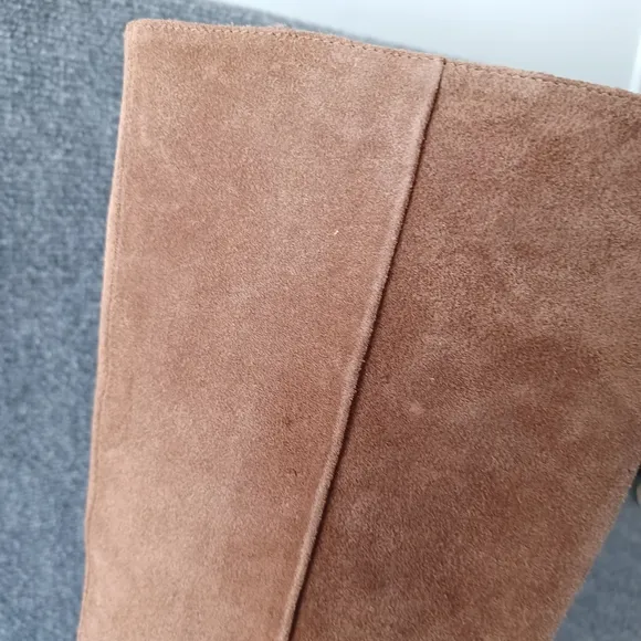 Pedro Anton Women Suede High Boots Shoe Size 38 Square Toe  Zip Block Heel