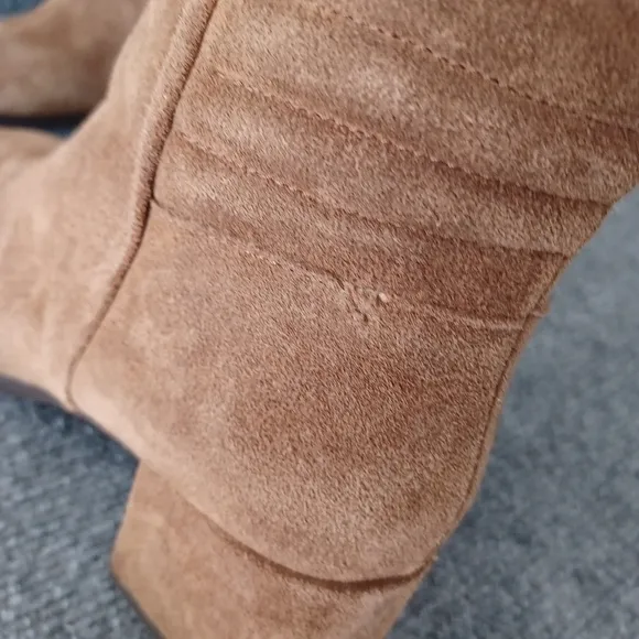 Pedro Anton Women Suede High Boots Shoe Size 38 Square Toe  Zip Block Heel