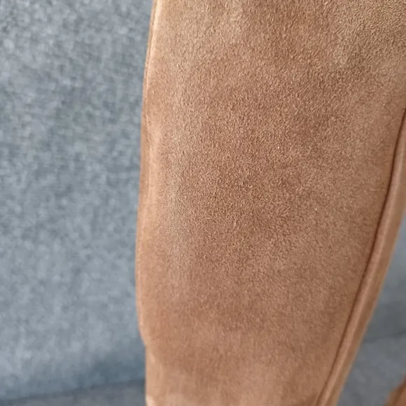 Pedro Anton Women Suede High Boots Shoe Size 38 Square Toe  Zip Block Heel