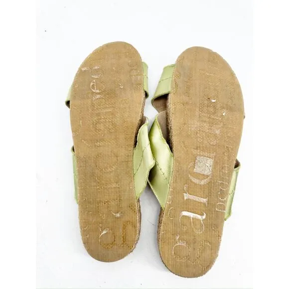 Pedro Garcia Jimba Green Satin Crisscross Espadrille Slide Sandals 41