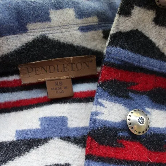 Pendleton wool Aztec southwest blanket vest jacket concho tribal tunic chimayo