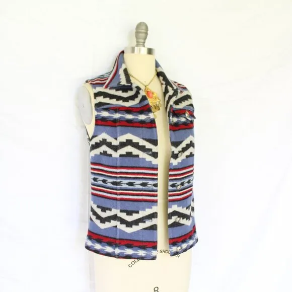 Pendleton wool Aztec southwest blanket vest jacket concho tribal tunic chimayo