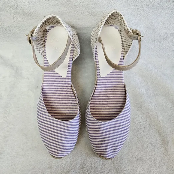 Penelope Chilvers Striped High Mary Jane Atelier Espadrille Shoes Lavender 39