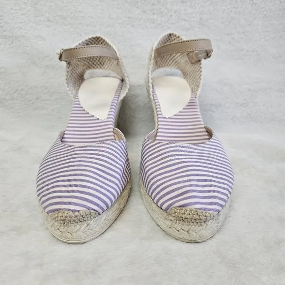Penelope Chilvers Striped High Mary Jane Atelier Espadrille Shoes Lavender 39