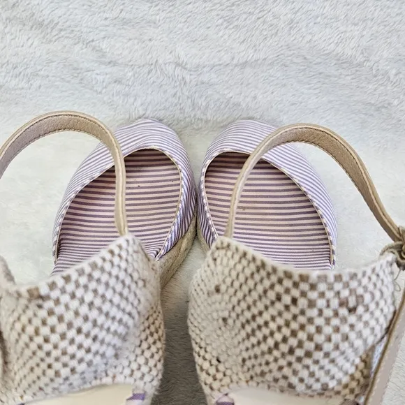 Penelope Chilvers Striped High Mary Jane Atelier Espadrille Shoes Lavender 39