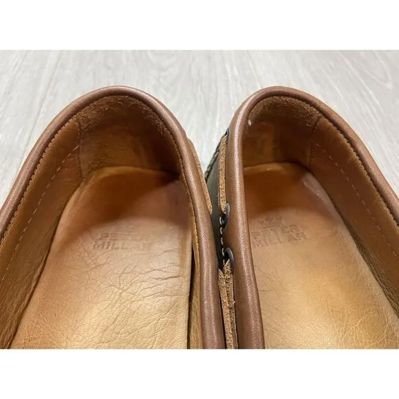 Peter Millar Shoes Mens 9.5 Brown Suede Moccasin Loafer Slip On Leather Driver‎