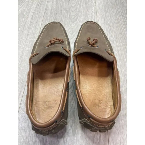 Peter Millar Shoes Mens 9.5 Brown Suede Moccasin Loafer Slip On Leather Driver‎