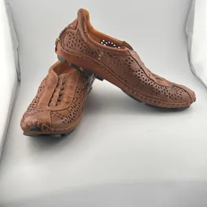 Pikolinos P. Vallarta Women's Sneaker Die Cut Out Brown Leather Shoes Sz 39/8.5