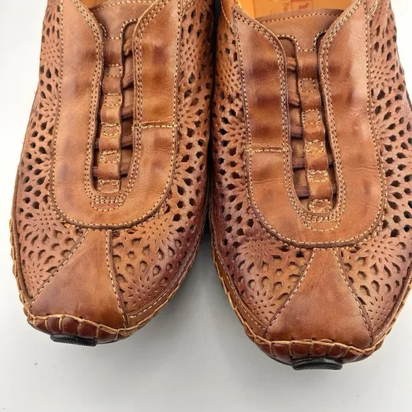 Pikolinos P. Vallarta Women's Sneaker Die Cut Out Brown Leather Shoes Sz 39/8.5