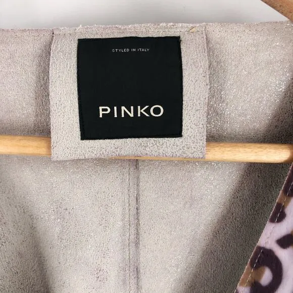 PINKO Italy Leopard Print Coat V Neck Purple Pink Sz Italy 46 US 10 NWT $400