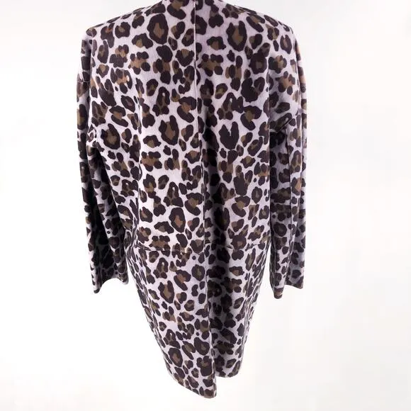 PINKO Italy Leopard Print Coat V Neck Purple Pink Sz Italy 46 US 10 NWT $400