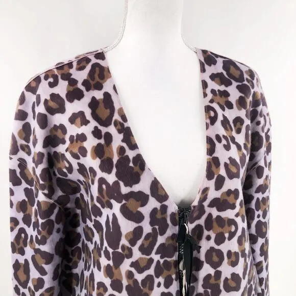 PINKO Italy Leopard Print Coat V Neck Purple Pink Sz Italy 46 US 10 NWT $400