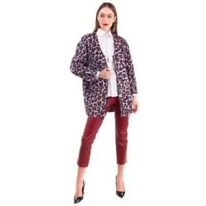 PINKO Italy Leopard Print Coat V Neck Purple Pink Sz Italy 46 US 10 NWT $400