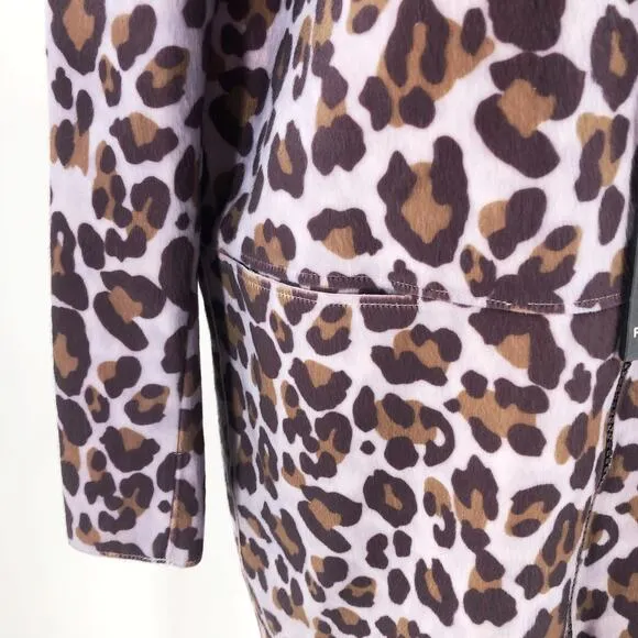PINKO Italy Leopard Print Coat V Neck Purple Pink Sz Italy 46 US 10 NWT $400
