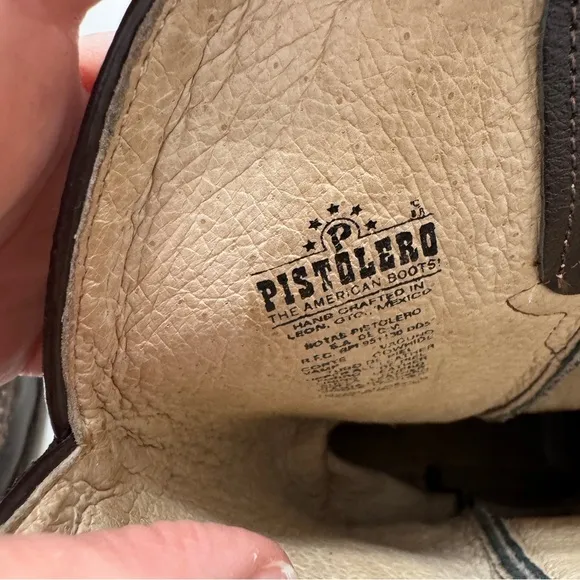 Pistolero Brown Leather Embroidered Cowboy Boots Mens 9 Western Classic