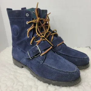 Polo Ralph Lauren Ranger Buckle Boots Mens Size 8.5 D Blue Suede Classic Hip Hop