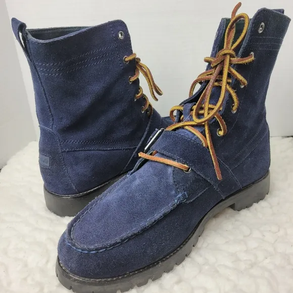 Polo Ralph Lauren Ranger Buckle Boots Mens Size 8.5 D Blue Suede Classic Hip Hop