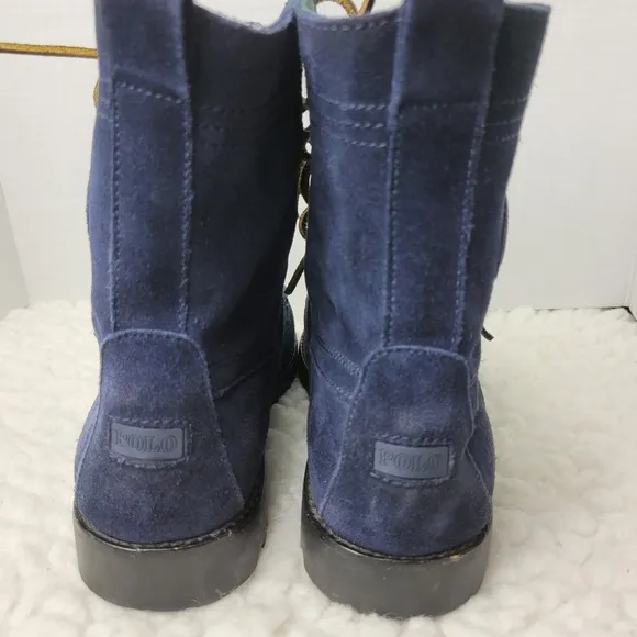 Polo Ralph Lauren Ranger Buckle Boots Mens Size 8.5 D Blue Suede Classic Hip Hop