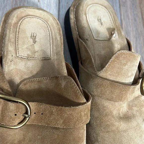 Polo Ralph Lauren  Sueded Calfskin Clog Tan Suede Slip-On Shoes sz 7