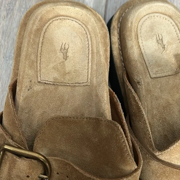 Polo Ralph Lauren  Sueded Calfskin Clog Tan Suede Slip-On Shoes sz 7