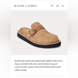 Polo Ralph Lauren  Sueded Calfskin Clog Tan Suede Slip-On Shoes sz 7