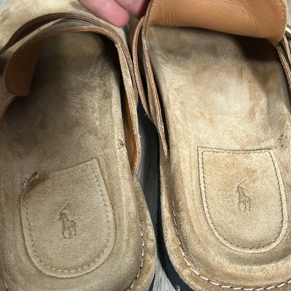 Polo Ralph Lauren  Sueded Calfskin Clog Tan Suede Slip-On Shoes sz 7