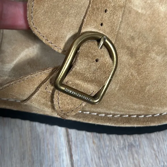 Polo Ralph Lauren  Sueded Calfskin Clog Tan Suede Slip-On Shoes sz 7