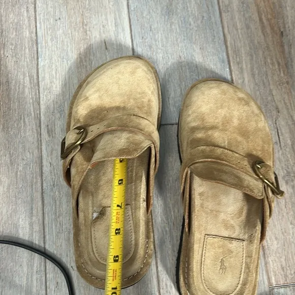 Polo Ralph Lauren  Sueded Calfskin Clog Tan Suede Slip-On Shoes sz 7