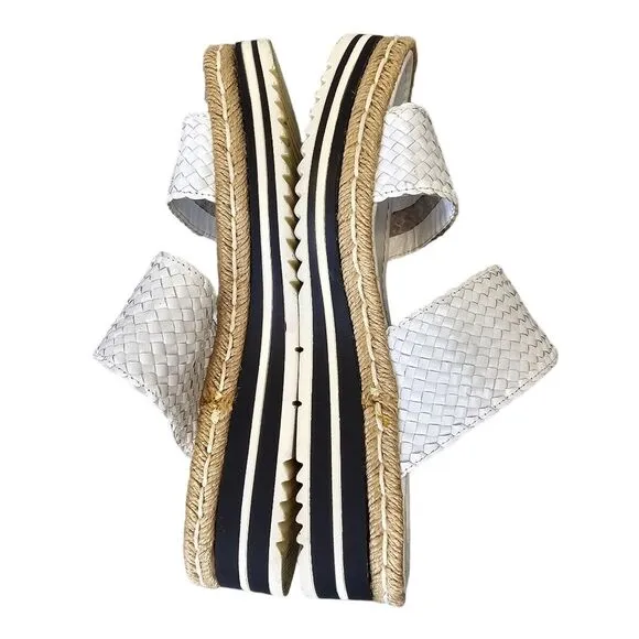 Pons Quintana Women's Milan White Espadrille Wedge Sandals Made in Spain EU 38
