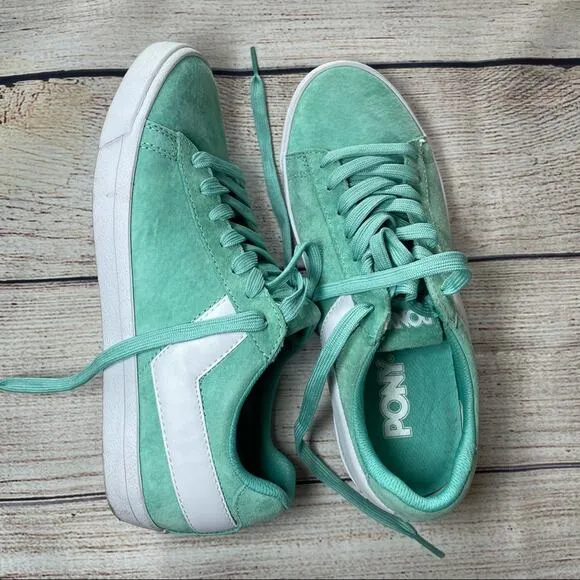 PONY NWOT SUEDE LOW SKATE PONY SHOES BLUE GREEN SIZE 8