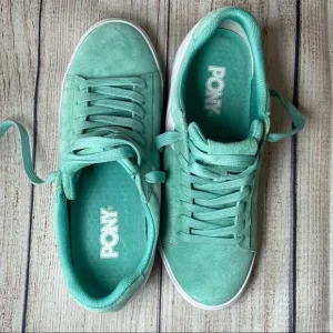 PONY NWOT SUEDE LOW SKATE PONY SHOES BLUE GREEN SIZE 8