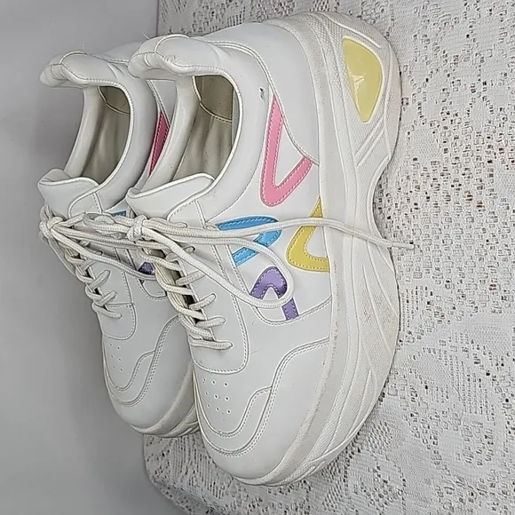 Poppy x Koi retro chunky lace up full platform white sneakers shoes sz 9