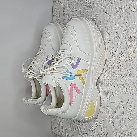 Poppy x Koi retro chunky lace up full platform white sneakers shoes sz 9