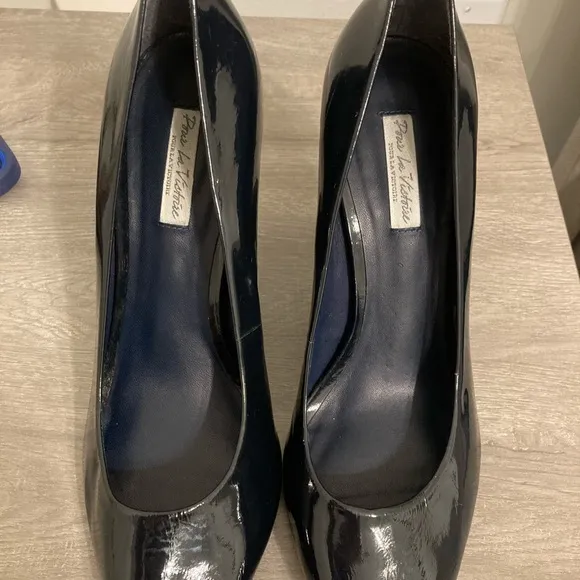 Pour La Victoire Platform/Wedge Open Toe Shoes Women Dark Navy Sz 9