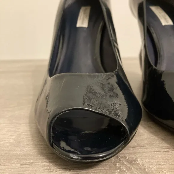 Pour La Victoire Platform/Wedge Open Toe Shoes Women Dark Navy Sz 9