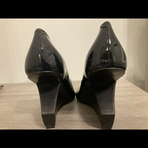 Pour La Victoire Platform/Wedge Open Toe Shoes Women Dark Navy Sz 9