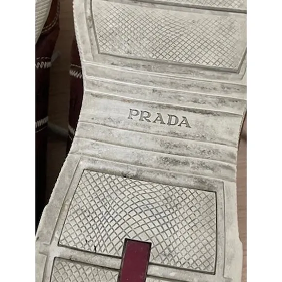 Prada Brown Leather Sneakers Lace up Shoes 9.5