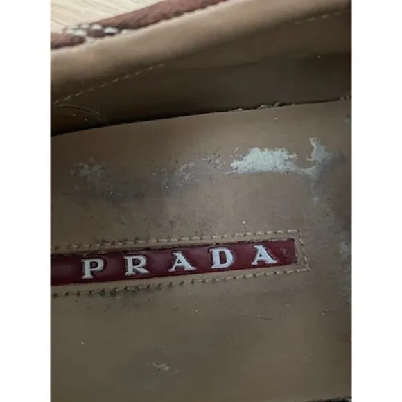 Prada Brown Leather Sneakers Lace up Shoes 9.5