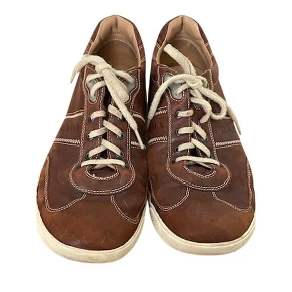 Prada Brown Leather Sneakers Lace up Shoes 9.5