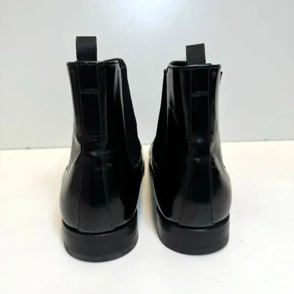 Prada Chelsea Half Boot Shoes Black Leather Pull On Mens US Size 9.5