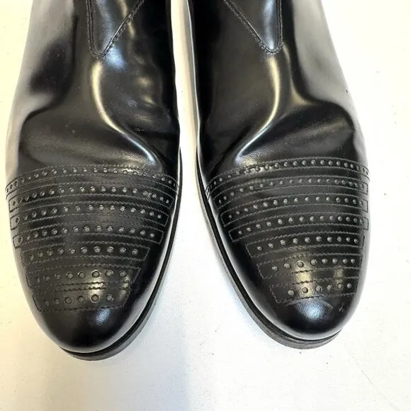 Prada Chelsea Half Boot Shoes Black Leather Pull On Mens US Size 9.5