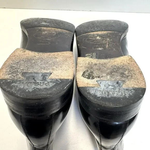 Prada Chelsea Half Boot Shoes Black Leather Pull On Mens US Size 9.5