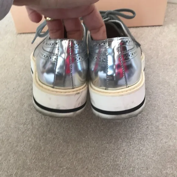 Prada Leather laced Derby shoes in silver