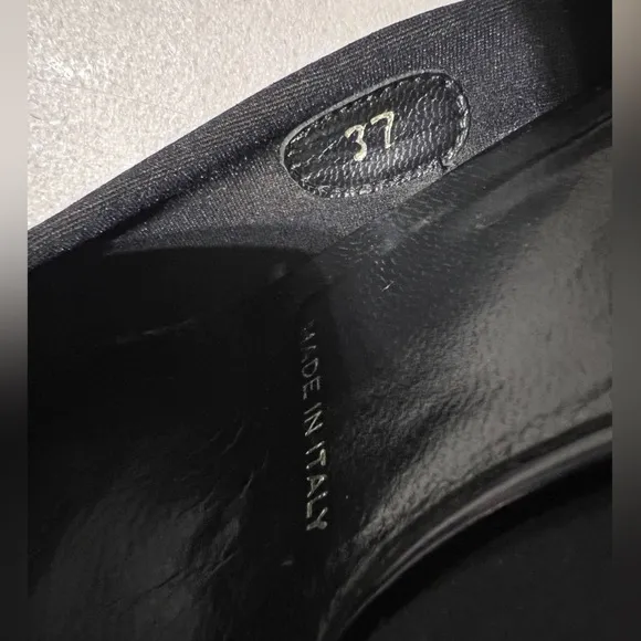 PRADA Leather mules Black Square Toe Leather Shoes Sz 37 US 6 No Box.
