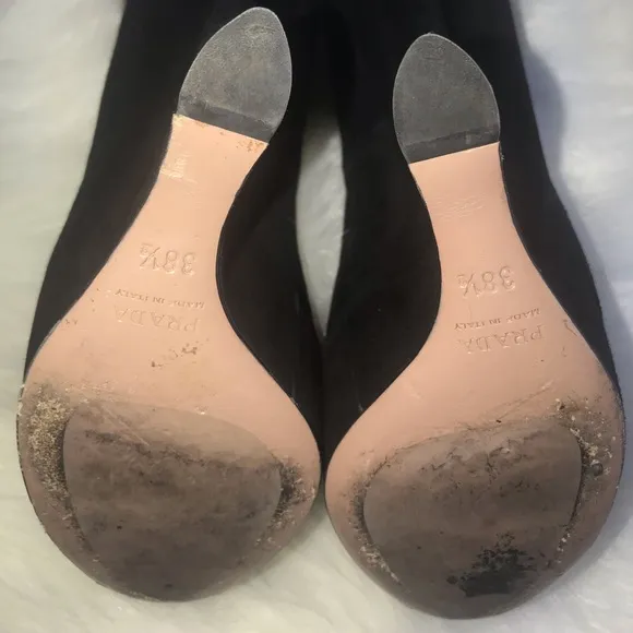 Prada Mary Jane Suede Wedge 8.5