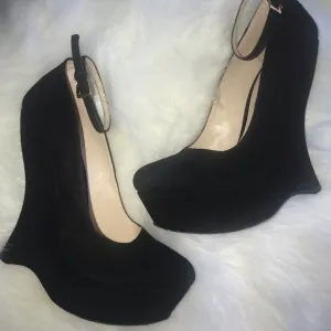 Prada Mary Jane Suede Wedge 8.5