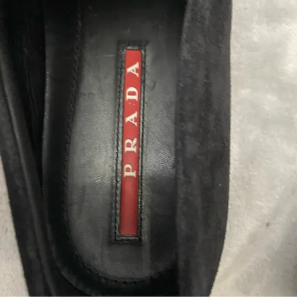 Prada Men's Black Suede Canvas Slip-On Sneaker Shoes Size 8